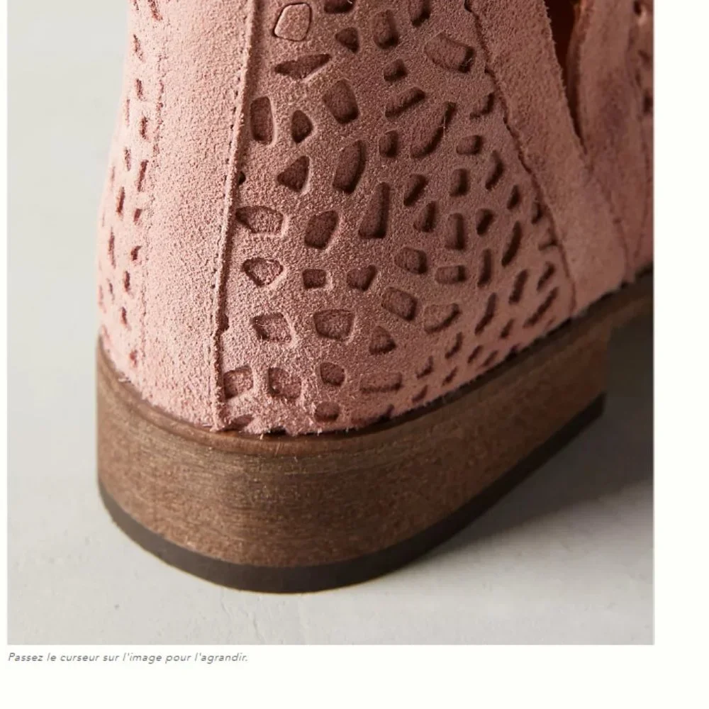 Anthropologie Howsty Nekal Pink Perforated Ankle Boot‎ Size-41  NWB